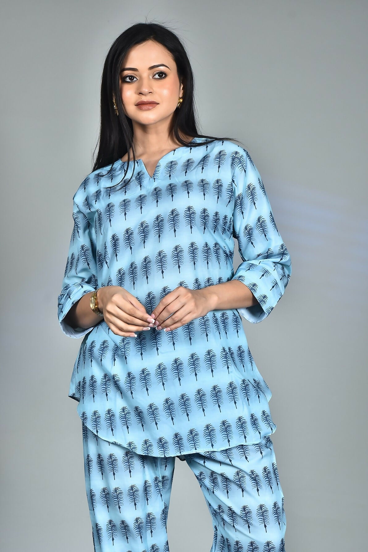 Morchari Digital Print Semi Muslin Co-Ord Set Top & Trouser-Multicolor - Swadesiicart