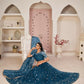 Aastha Fashion More Peach Butterfly Net All Over Thread Work, Zari Work And Sandwich Sequence Work Embroidery Wedding Wear Lehenga Choli