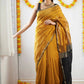 DEIANA'S Beautiful Designer Golden zari Soft Cotton Saree - Yellow - Swadesiicart