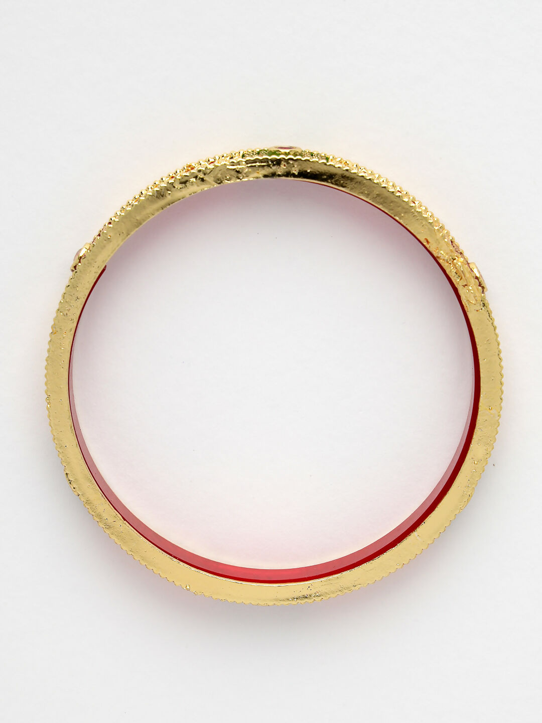 NVR Women's Set Of 2 Gold-Polished Red Kundan Traditional Bangles - Swadesiicart