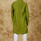 Bluesaanchi Men's Sunshine Handwoven Embroidered Apple Green Kurta Set | Swadesiicart