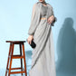 Grey Fancy Pure Fabric Plain Ready to wear Saree with stitched Blouse - Vrinda | Swadesiicart