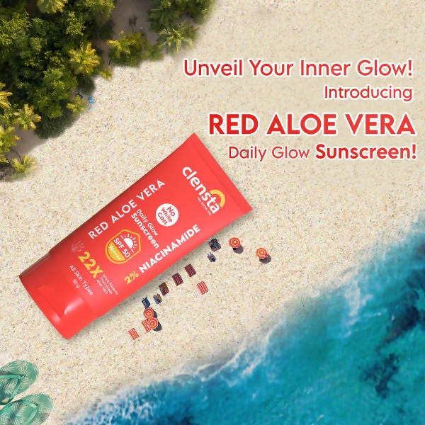 Clensta Red Aloe Vera Daily Glow Sunscreen SPF 50 - Swadesiicart
