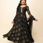 FIORRA Women's Black Georgette Flared Kurta With Dupatta - Swadesiicart