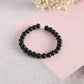 NVR Men & Women Black Marble Crystal Beaded Elasticated Bracelet - Swadesiicart