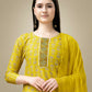 Jyoti Fashion Women's Yellow Rayon Embroidery & Sequence work Kurta with Trouser & Dupatta | Swadesiicart