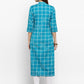 NOZ2TOZ Women Sky Blue Cotton Kurta (1Pc) - Swadesiicart