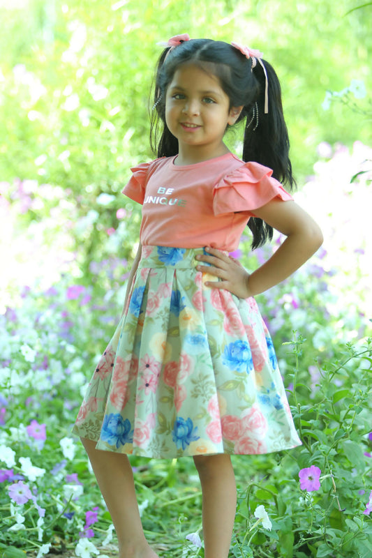 LH Luxury Fashion Liana Girls Tee & Skirt Set – Stylish & Comfortable Kids Co-ord - Swadesiicart