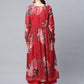 Ahalyaa Women Red Georgette Digital Floral Printed Kurta Palazzo Set - Swadesiicart