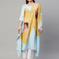 Ahalyaa Women Yellow Crepe Digital Printed Kaftan Kurta with Palazzos | Swadesiicart