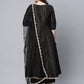 Ahalyaa Women Black Poly Silk Gold Printed Anarkali Kurta Palazzo Set With Dupatta | Swadesiicart