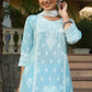 Juniper Women's Skyblue Printed Straight Kurta Sets | Swadesiicart