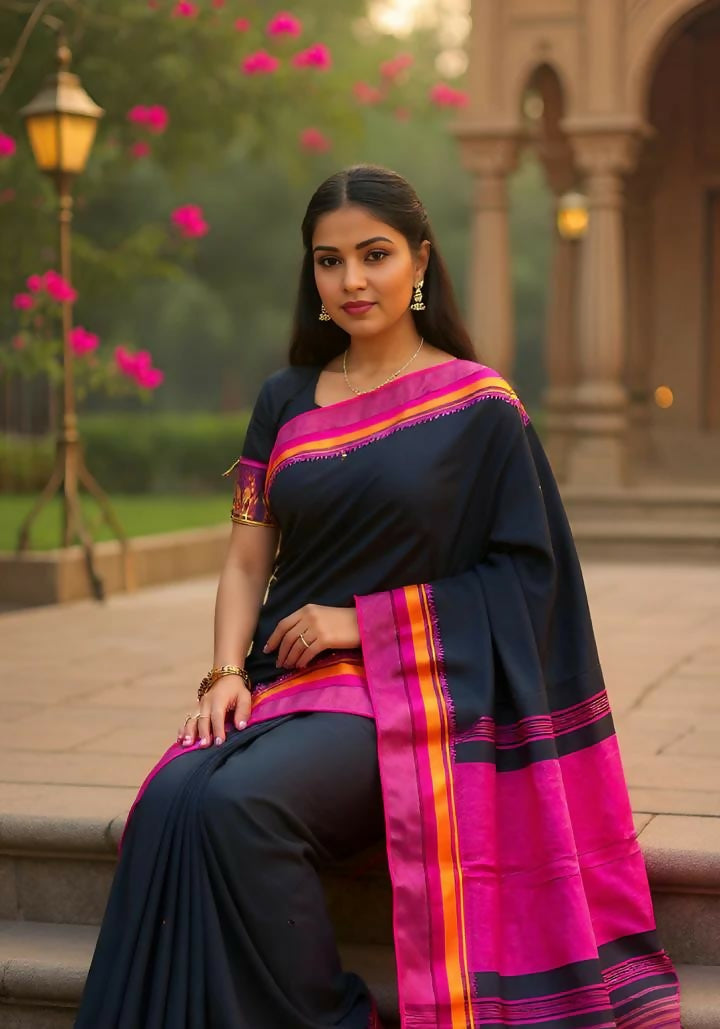 Exclusive Collection Block Print Pure Cotton Handloom Gorgeous Saree - Swadesiicart