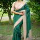 Vishnu Weaves Women's Green Tussar Silk Woven Saree with Blouse - Swadesiicart