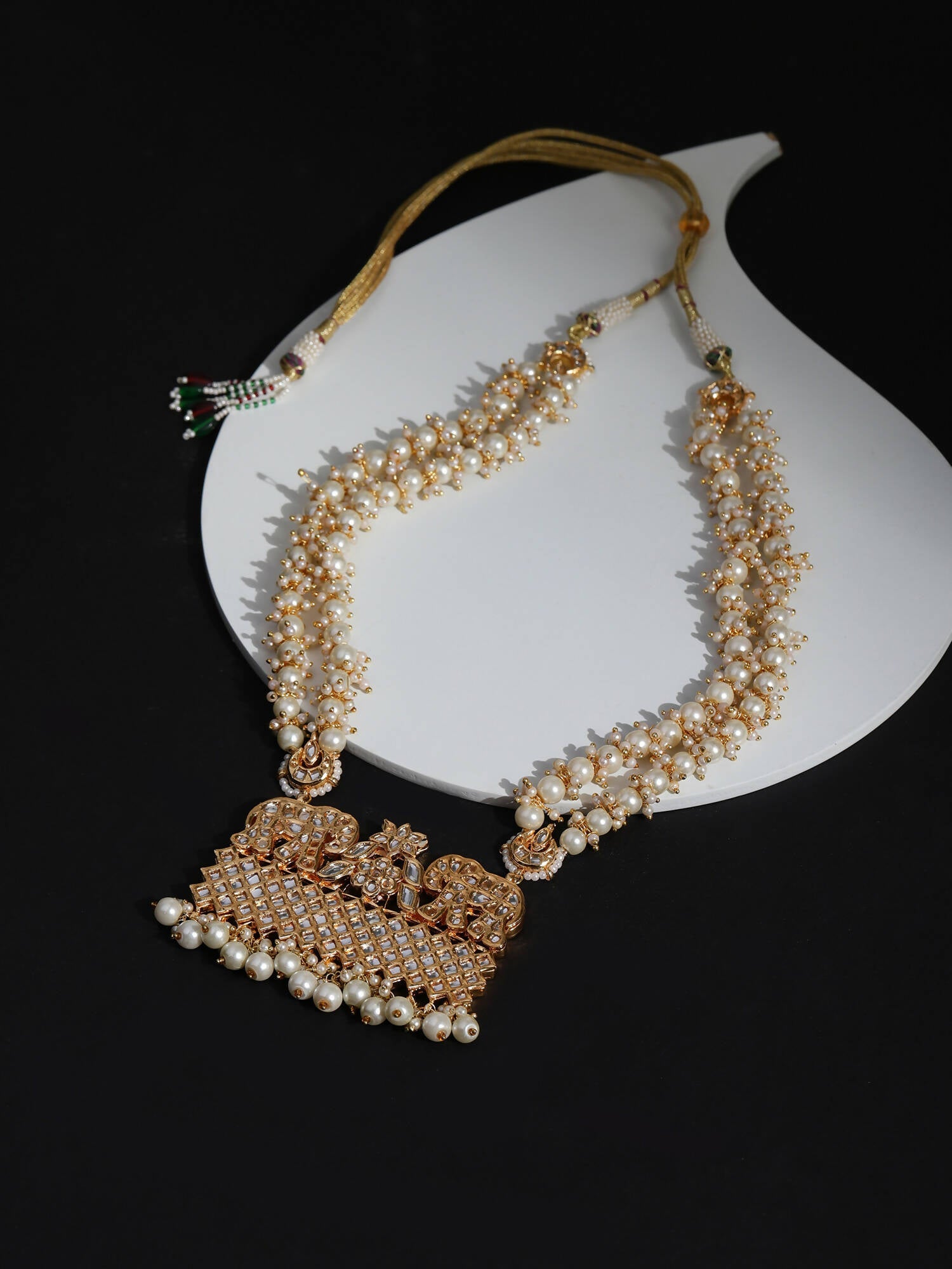 Gold-Toned White Brass Gold-Polished Necklace - Ruby Raang | Swadesiicart
