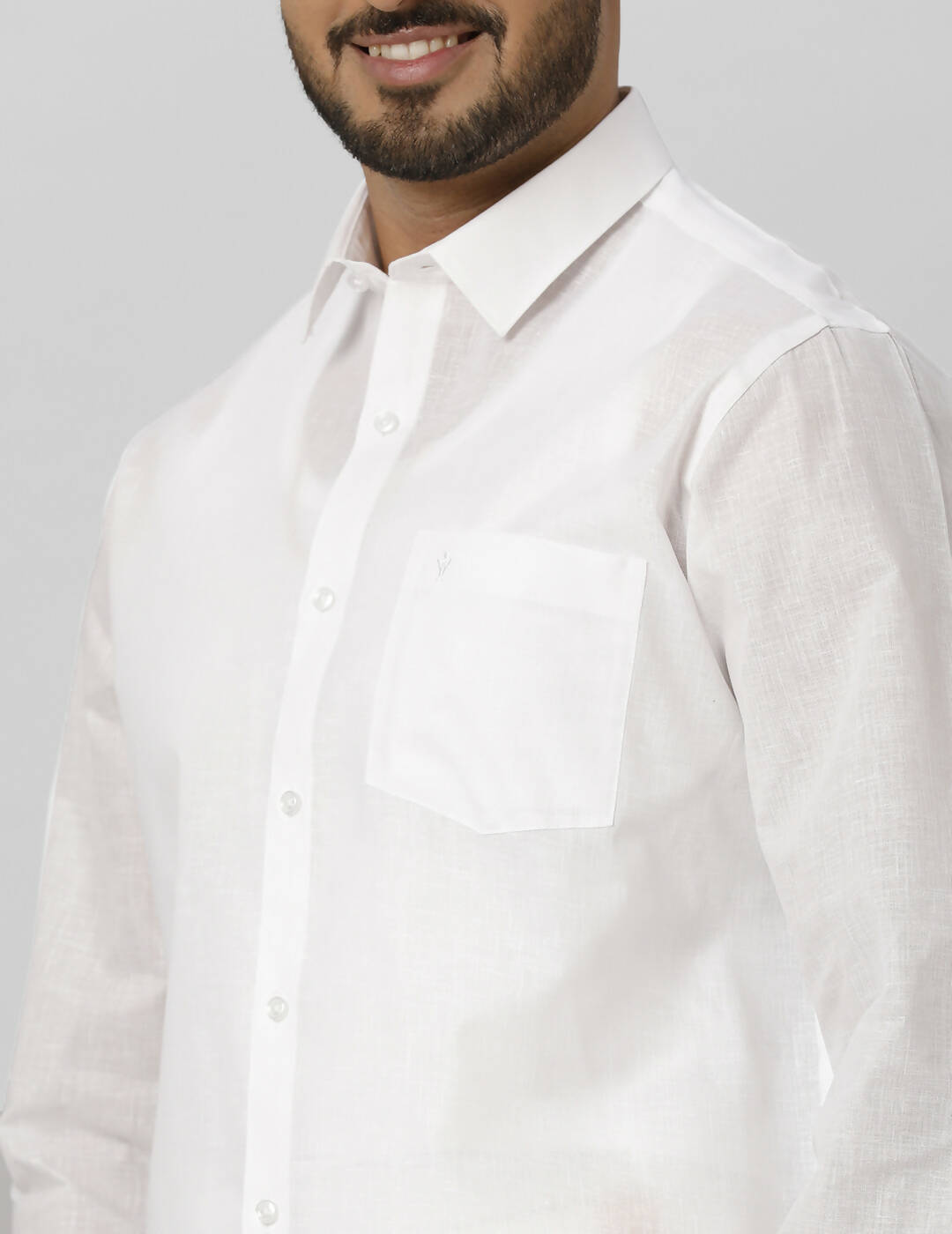 Ramraj Cotton Mens Full Sleeve Formal Poly Cotton White Shirt | Swadesiicart