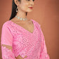 Vamsee Pink Georgette Designer Saree - Swadesiicart