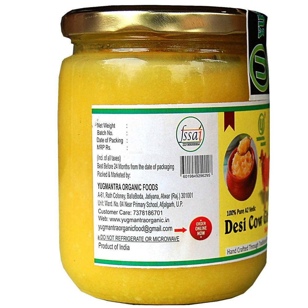 Yugmantra Organic Foods Pure A2 Natural Desi Cow Ghee Sahiwal | Handmade Desi Ghee | Grassfed, Golden, Grainy, Natural Fresh | Swadesiicart