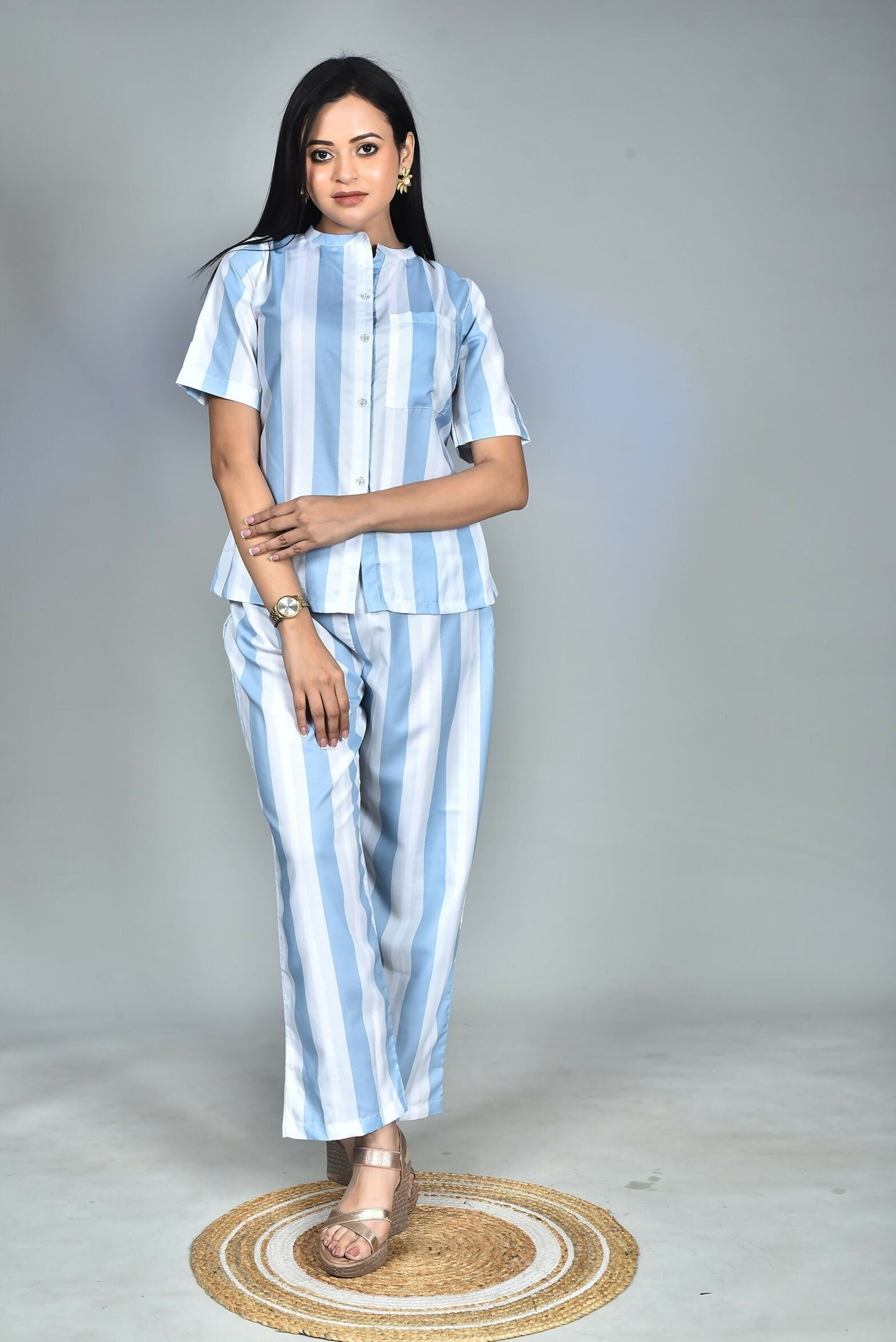 Morchari Digital Print Semi Muslin Co-Ord Set Top & Trouser-Multicolor - Swadesiicart