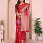 Aastha Fashion Red Soft Organza Silk Weaving Saree