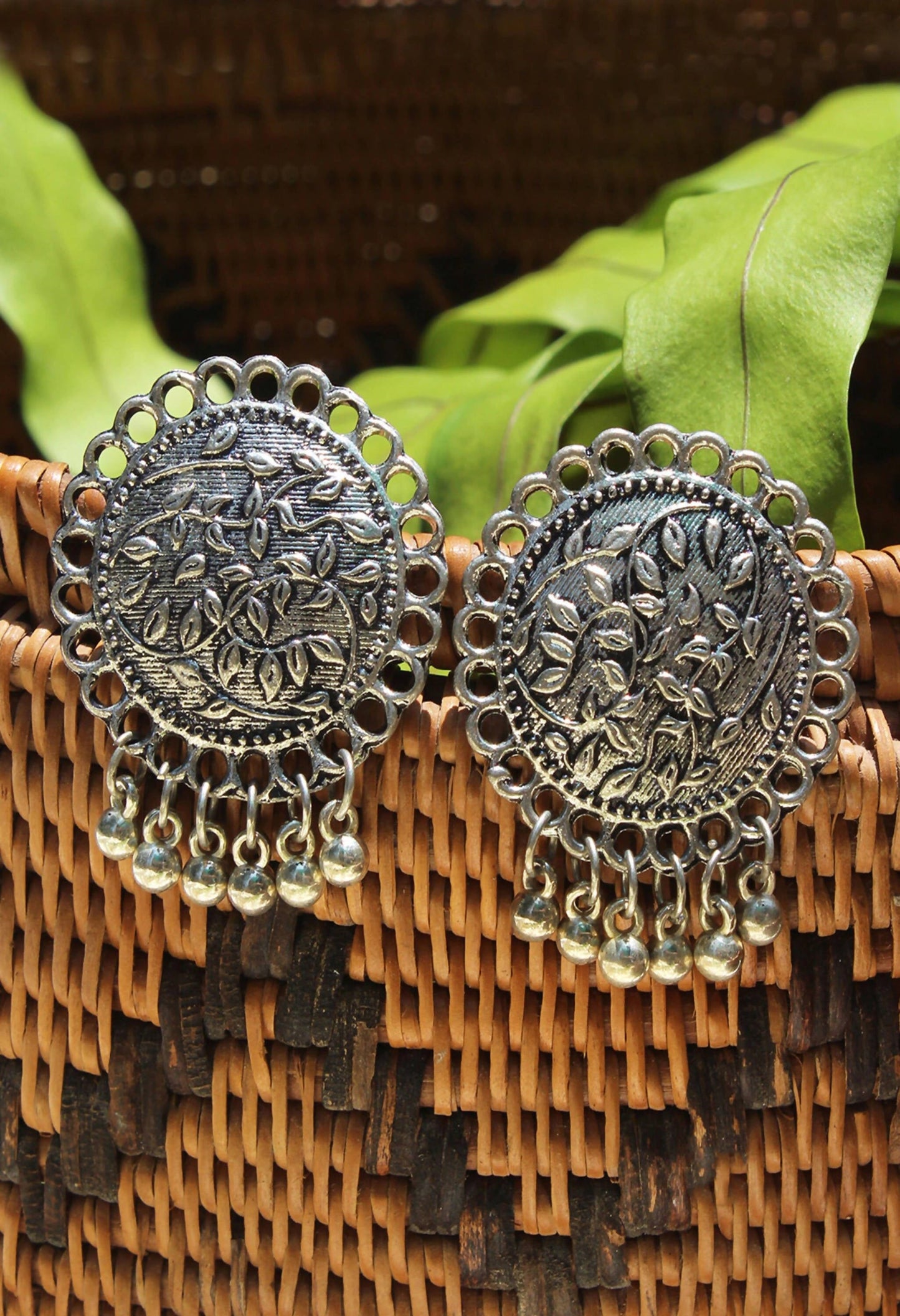 Mominos Fashion Johar Kamal Oxidised Silver Plated Stud Earrings - Mominos Fashion