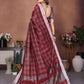 Aastha Fashion Red Linen Weaving Saree