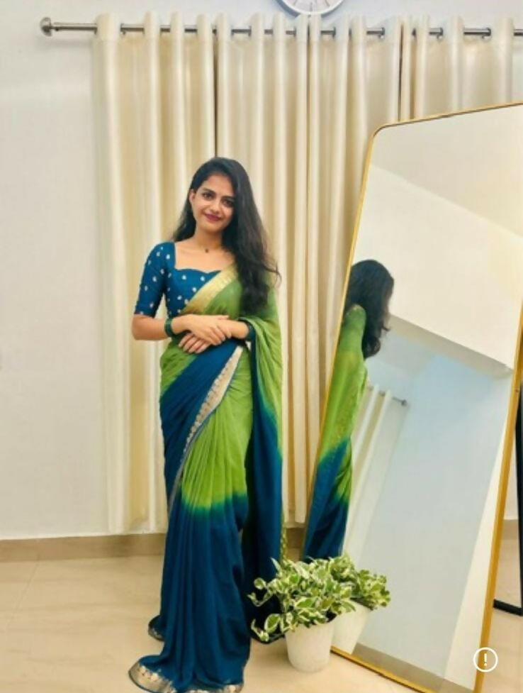Exclusive Collection Green Party Wear Georgette Saree - Swadesiicart