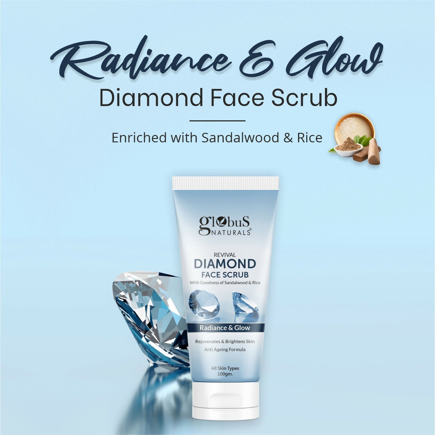 Globus Naturals Revival Diamond Face Scrub, Suitable For All Skin Types | Swadesiicart
