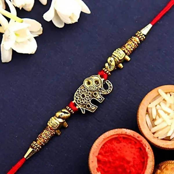 Ethnic Elephant Pearl Rakhi & Soan Papdi | Swadesiicart