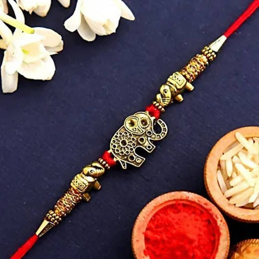 Ethnic Elephant Pearl Rakhi & Soan Papdi | Swadesiicart