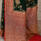 Joban Fashion Green Crepe Chiffon Pure Handloom Banarasi Silk Saree | Swadesiicart