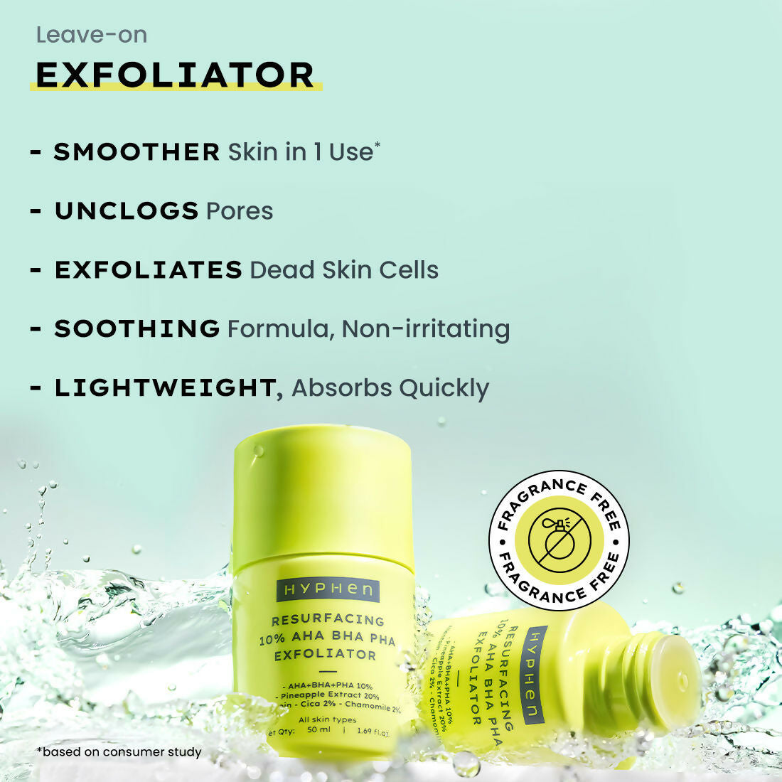Hyphen By Kriti Sanon Resurfacing 10% AHA BHA PHA Exfoliator With 20% Pineapple Extract, Smoothens Texture, Unclogs Pores, Non-irritating | Swadesiicart
