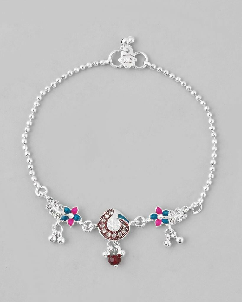 VOJ Set of 2 Traditional Stone Studded Anklet - Swadesiicart