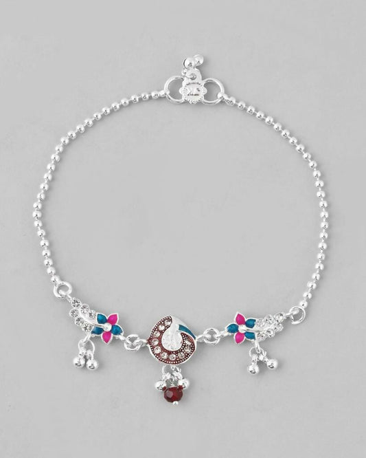 VOJ Set of 2 Traditional Stone Studded Anklet - Swadesiicart