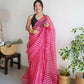 Vamsee Devika Pink Organza Silk Saree - Swadesiicart