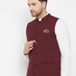Even Apparels Maroon Merino Men's Nehru Jacket-Contrast Lining-Inbuilt Pocket Square | Swadesiicart