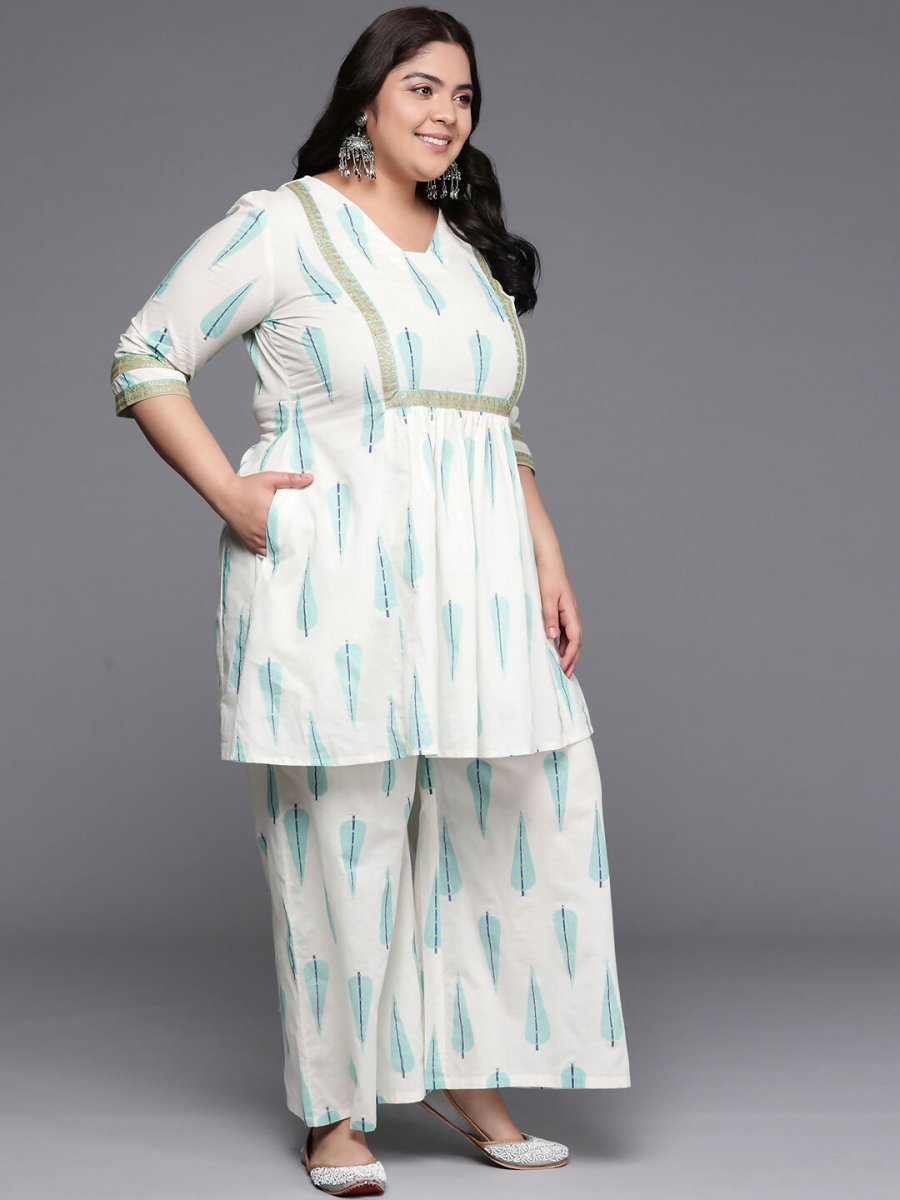 Ahalyaa Women's Traditional wear Co-ords - Off White - Swadesiicart