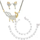 AanyaCentric Gold-Polished Mangalsutra Pendant Earring Set & Silver Plated Anklet