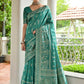 Vishnu Weaves Women's Rama Handloom Raw Silk Thread Weaving Saree with Blouse - Swadesiicart