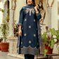 The52 Navy Blue Women's Beautiful Viscose Chanderi Fabric Thread Work Straight Kurta Pant and Dupatta Set - Swadesiicart