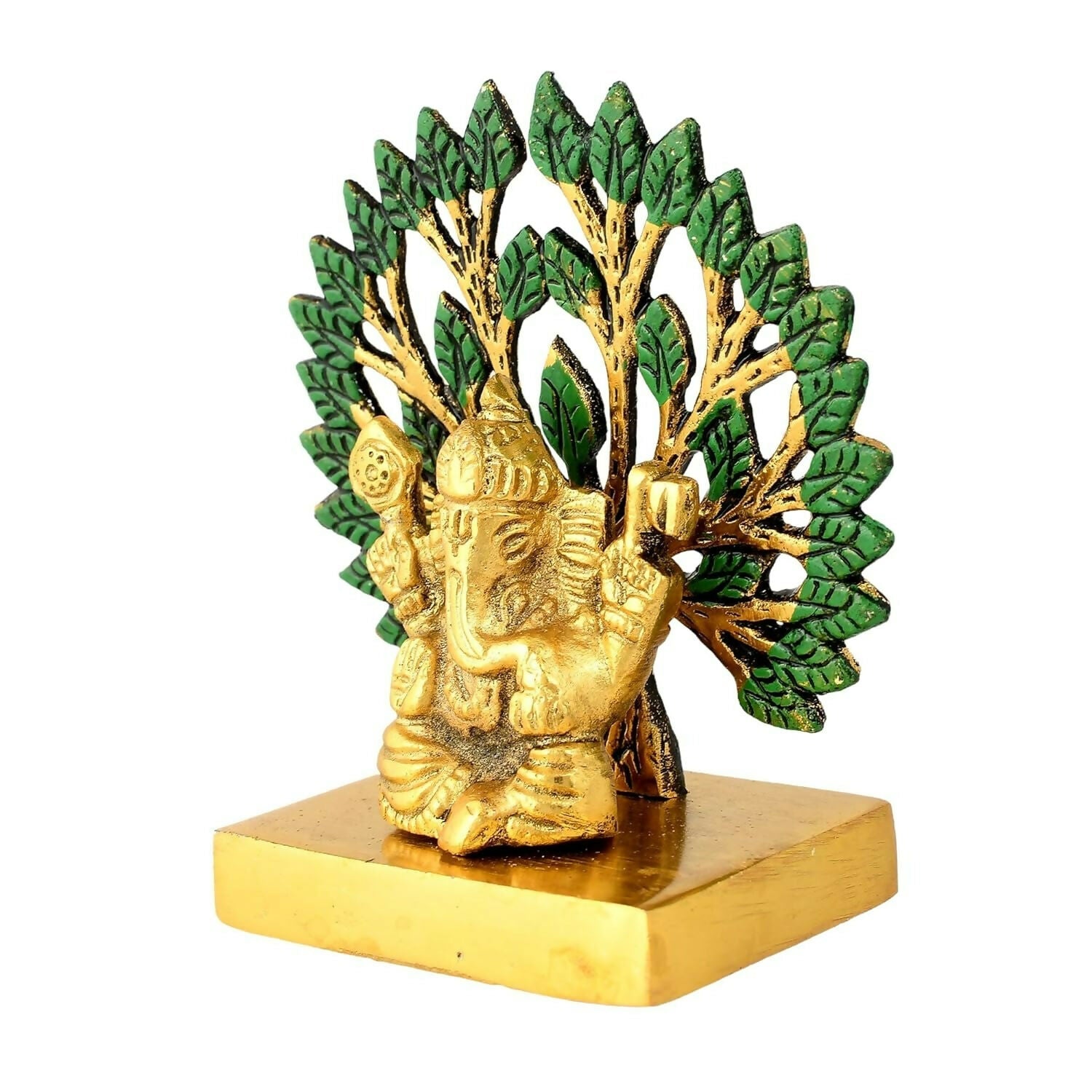 CraftVatika Metal Ganesha Idol Under Tree - Swadesiicart