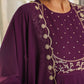 Janasya Purple Georgette Embroidered Kurta,Bottom & Dupatta | Swadesiicart