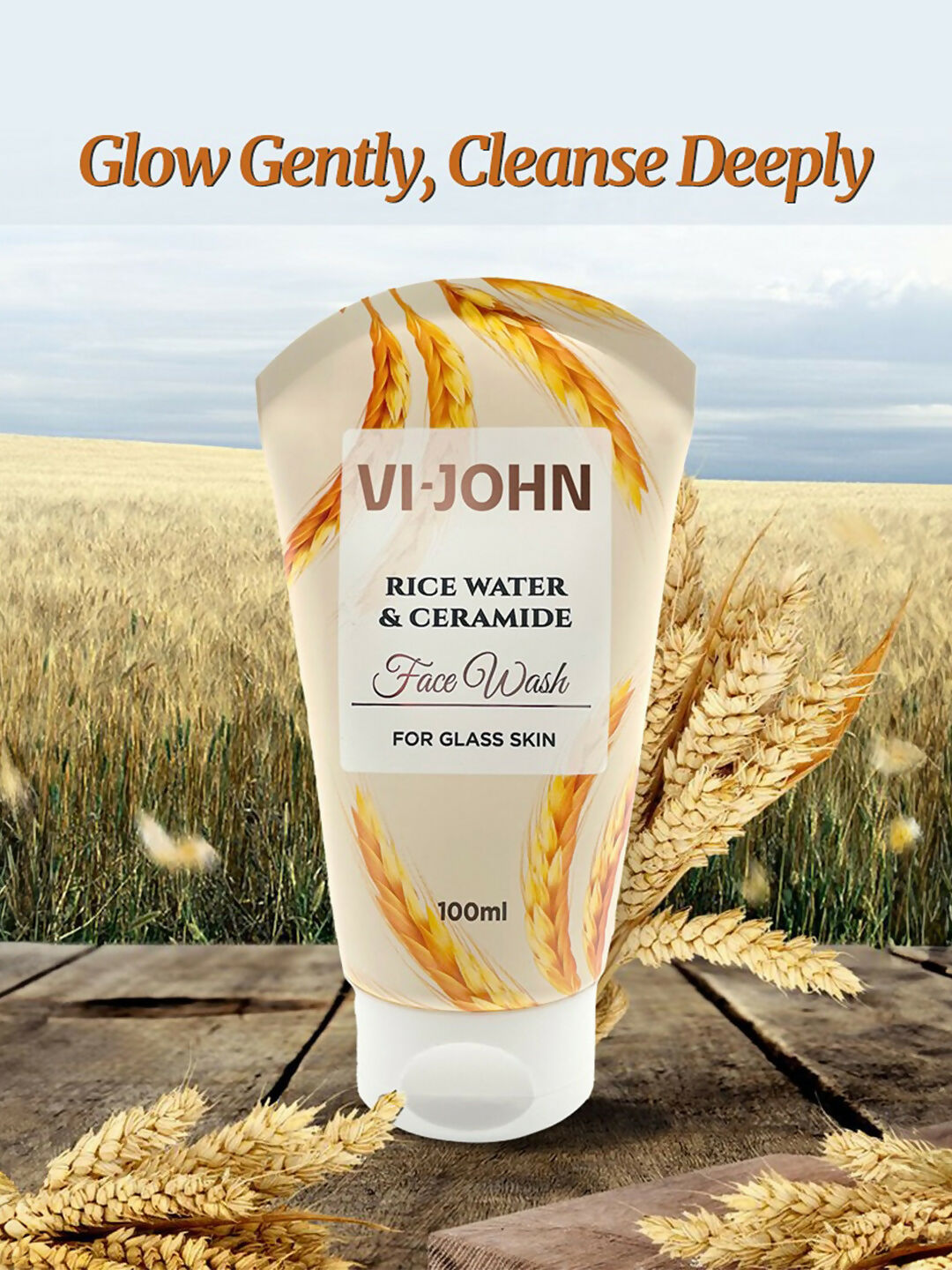 VI-JOHN Rice Water & Ceramide Face Wash For Glass Skin Deep Skin Clean | Swadesiicart