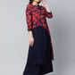 Ahalyaa Women's Navy Blue Rayon Wax Printed Kurta Palazzo Set | Swadesiicart