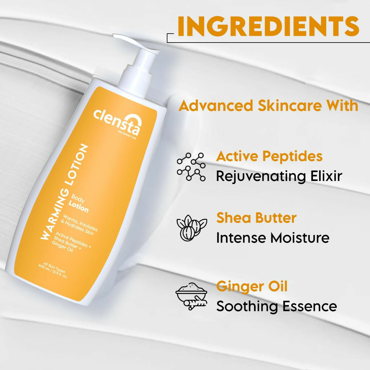 Clensta Warming Body Lotion With Ginger Oil | Swadesiicart
