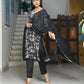 Vaasva Women's Black Crepe Embroidered Suit Set | Swadesiicart