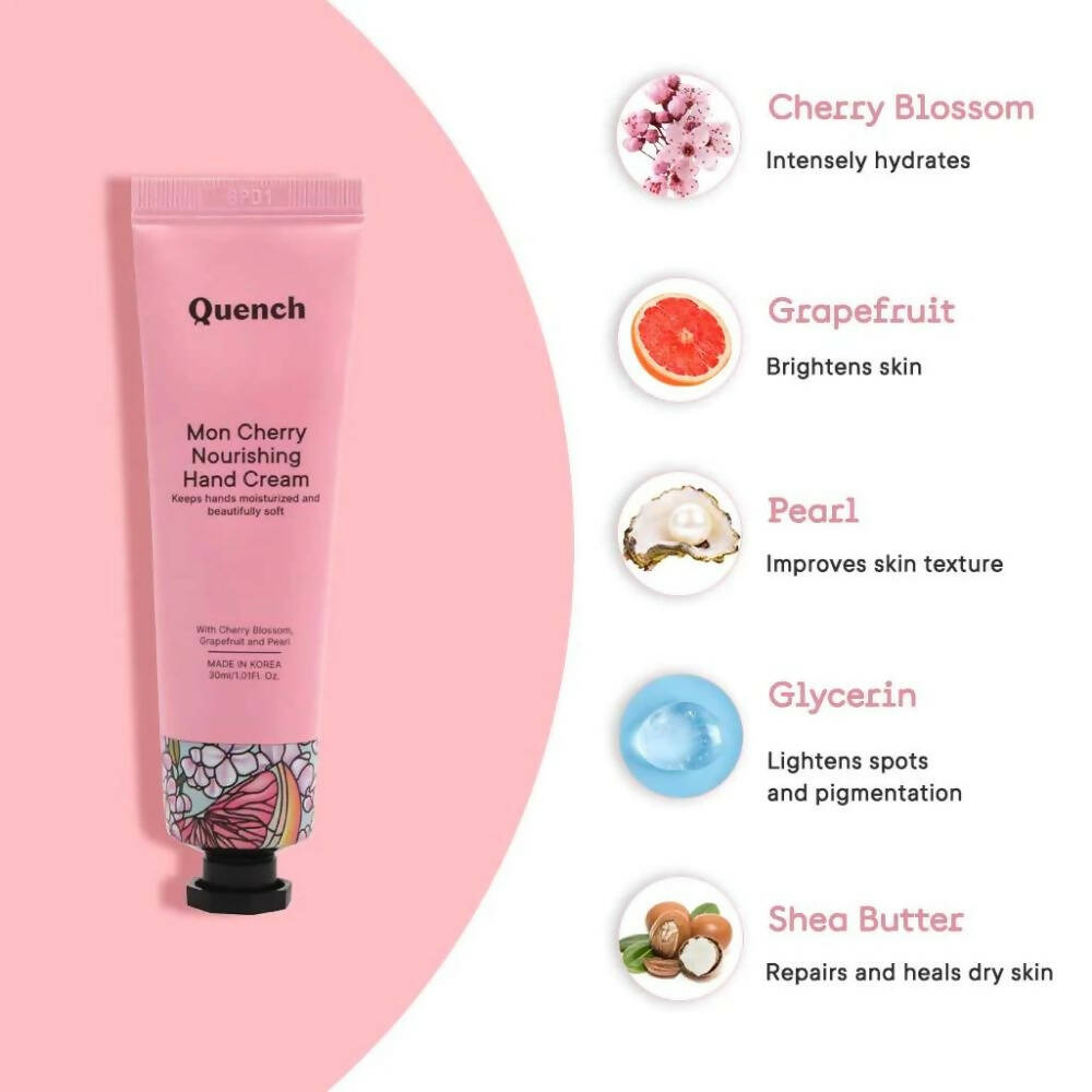 Quench Botanics Mon Cherry Nourishing Hand Cream - Korean Skincare | Swadesiicart