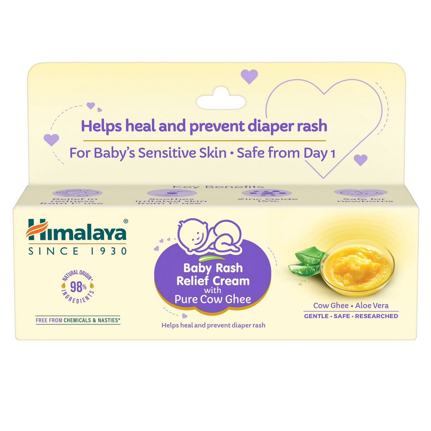 Himalaya Herbals Baby Rash Relief Cream with Pure Cow Ghee | Ayurvedic Healing Cream for Diaper Rash - Swadesiicart