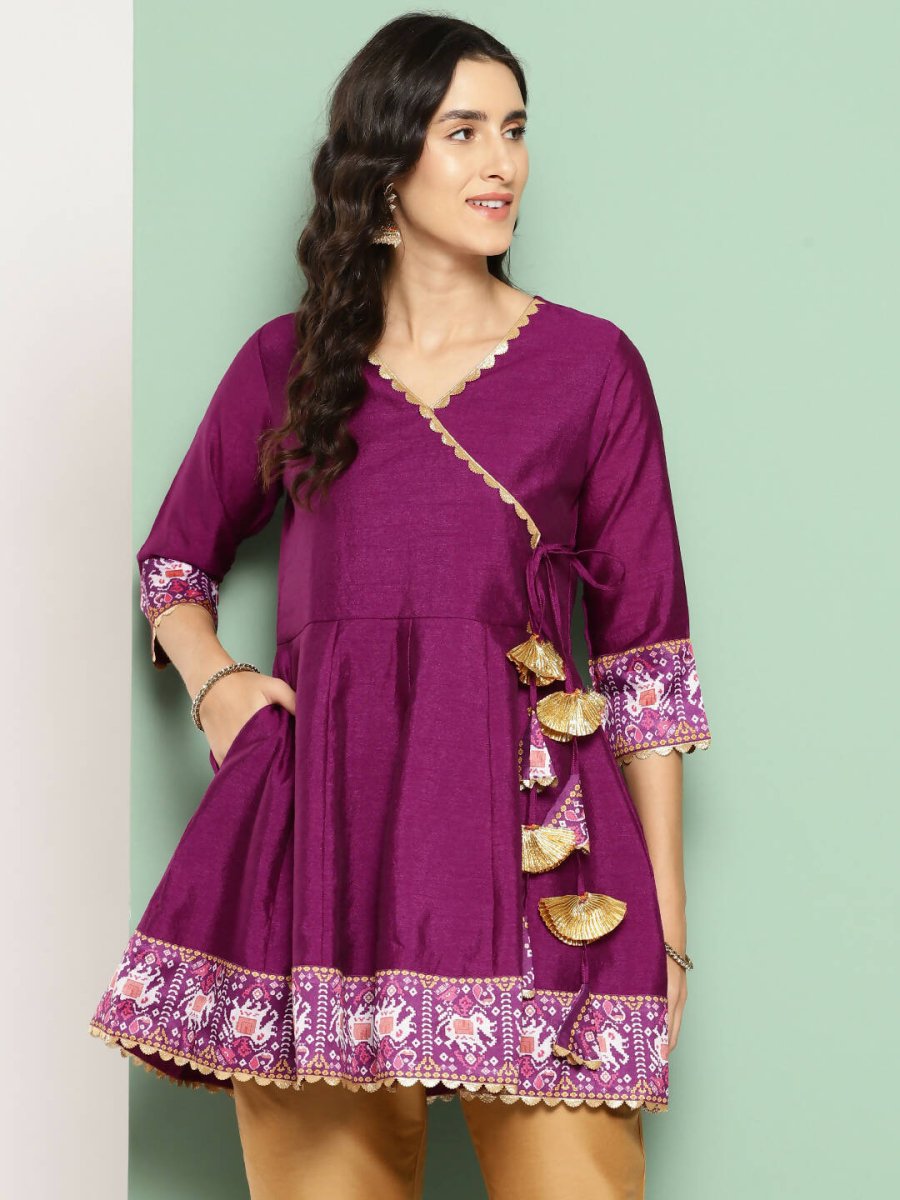 Ahalyaa Women's Traditional wear Tunic - Purple | Swadesiicart