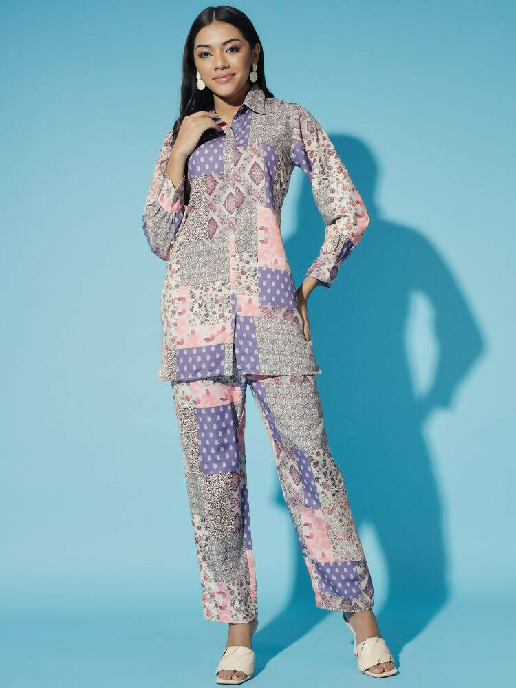 Myshka Women Multi-Printed Bling & Sparkly Co-Ords - Swadesiicart